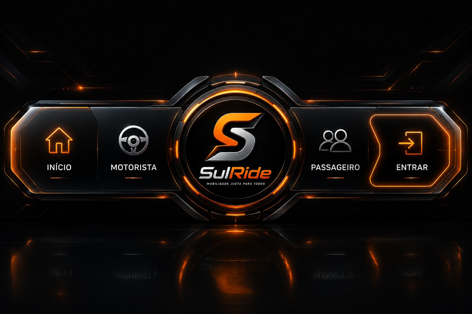 Menu SulRide premium futurístico